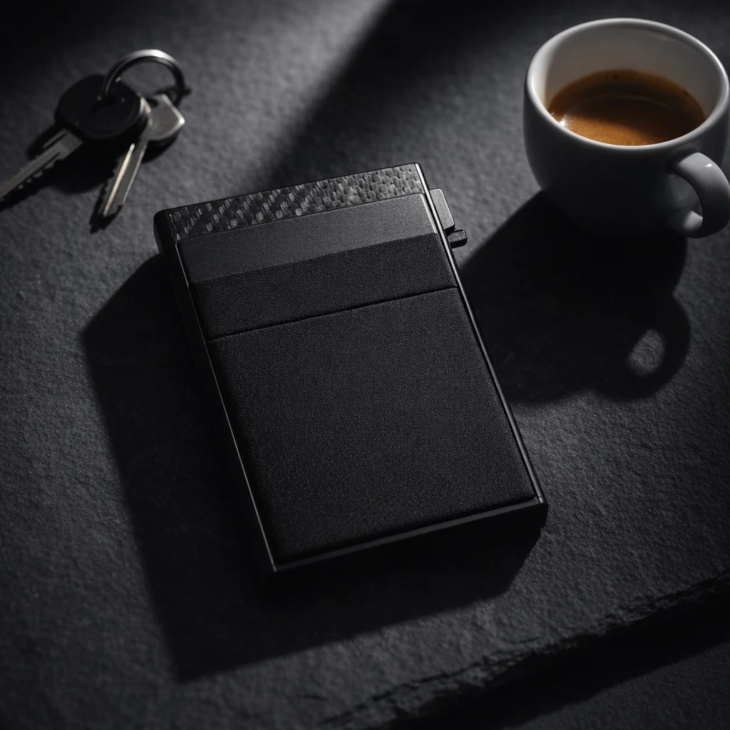 Vaultek thin minimalist wallet RFID blocking card holder in carbon black finish