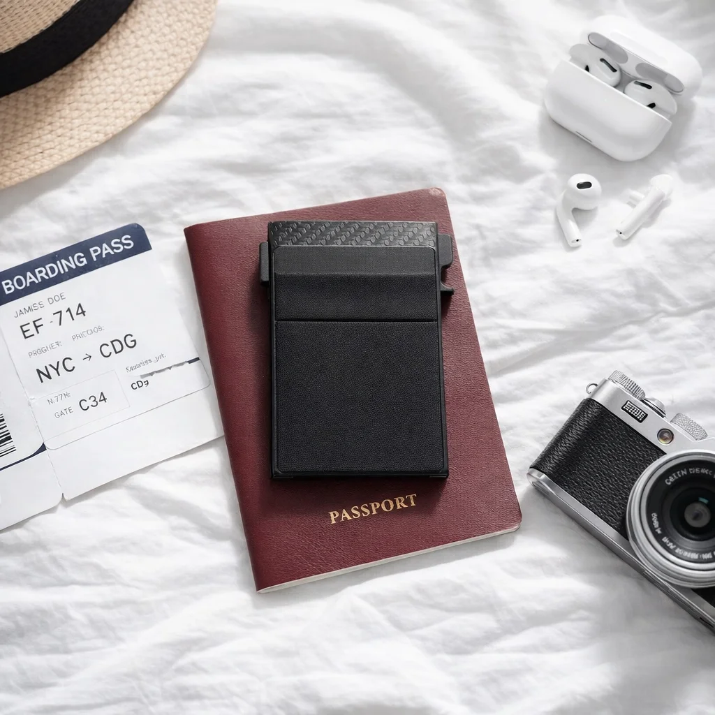 best thin minimalist wallet for travel with RFID blocking protection at airports