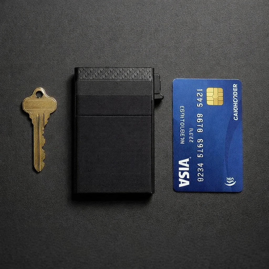 RFID Blocking Thin Minimalist Wallet Card Holder - scale view
